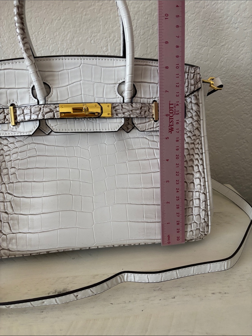 White Grey Inspired Faux Leather Fashion Bag Tote Satchel Detachable Adj strap - Picture 14 of 16
